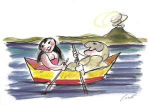 Luzzati serigrafia maggio in barca Pulcinella