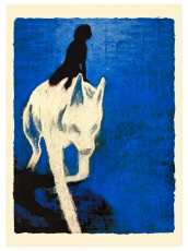 Serigrafia del cavaliere sul lupo bianco 2